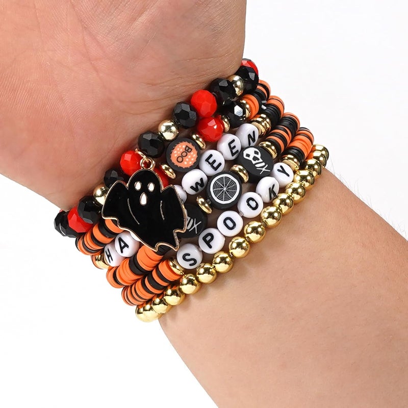 Lonext Halloween Bracelets Stackable Heishi Beaded Stretch Bracelets - Image 3